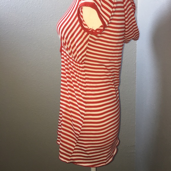 Red &white striped Long T-shirt blouse by Judy Knapp - Picture 4 of 5